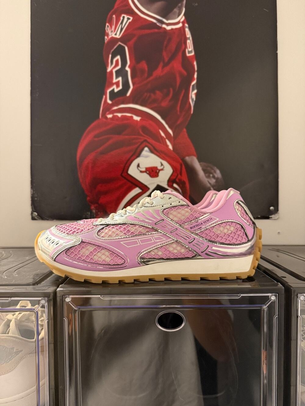 Bottega Veneta Orbit Sneakers Pink Silver Gum Sole Size EU 46 Made Italy
